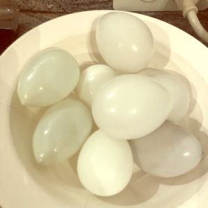 8 Antique Glass Eggs